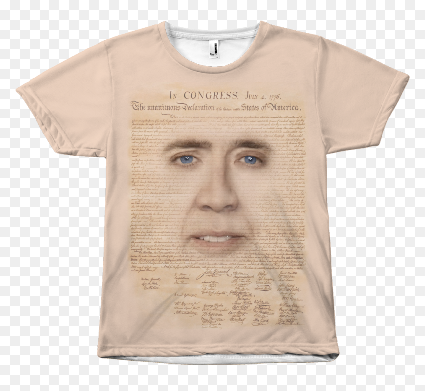 Nicolas Cage With Declaration Of Independence Shirt - Nicolas Cage Clothes, HD Png Download - nick cage png