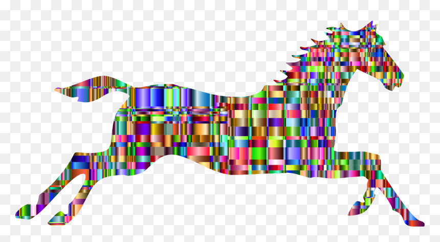 Checkered Chromatic Galloping Horse Clip Arts - Horse Silhouette, HD Png Download - cuadros png