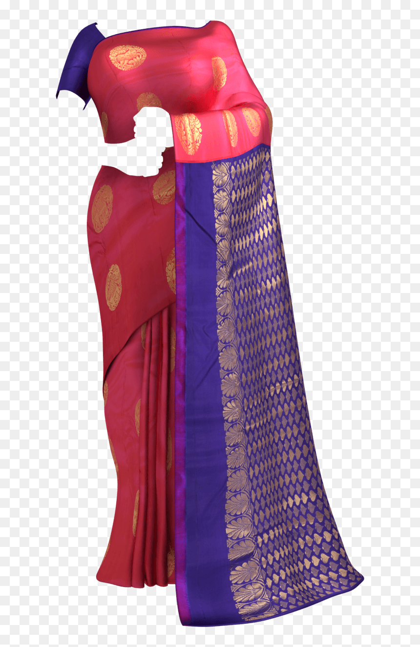 A Kanchipuram Silk Saree Kanchipuram Silk Saree Yespoho - Orange, HD Png Download - silk saree png