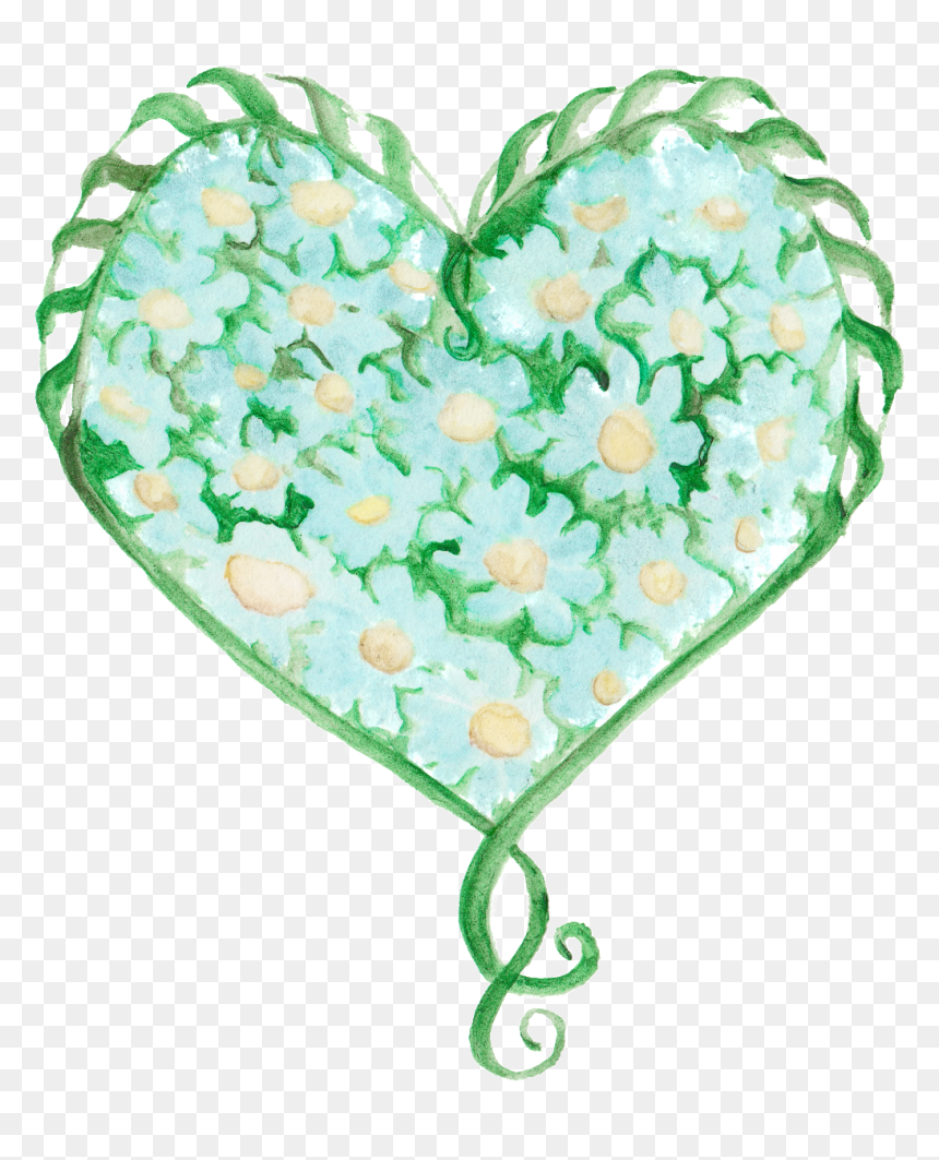 Hand Drawn Green Heart Pattern Transparent Love - Clip Art, HD Png Download - green heart png