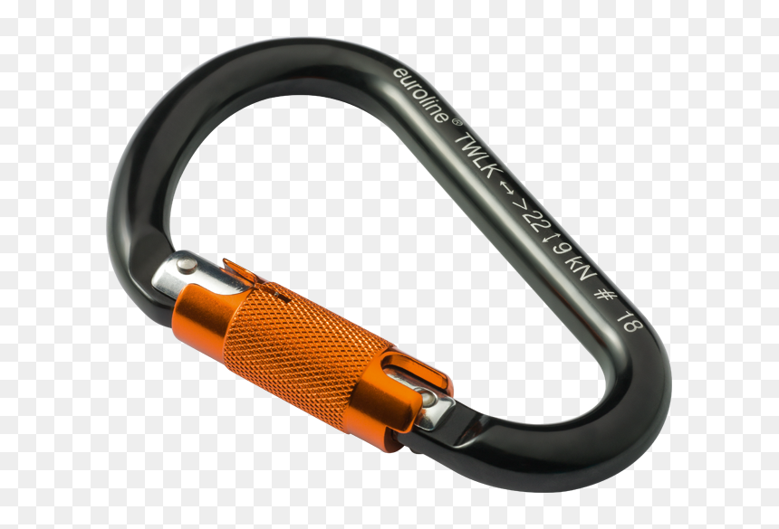 Tx Carabiner Twistlock Alu Hms Black/orange - Black And Orange Carabiner, HD Png Download - carabiner png