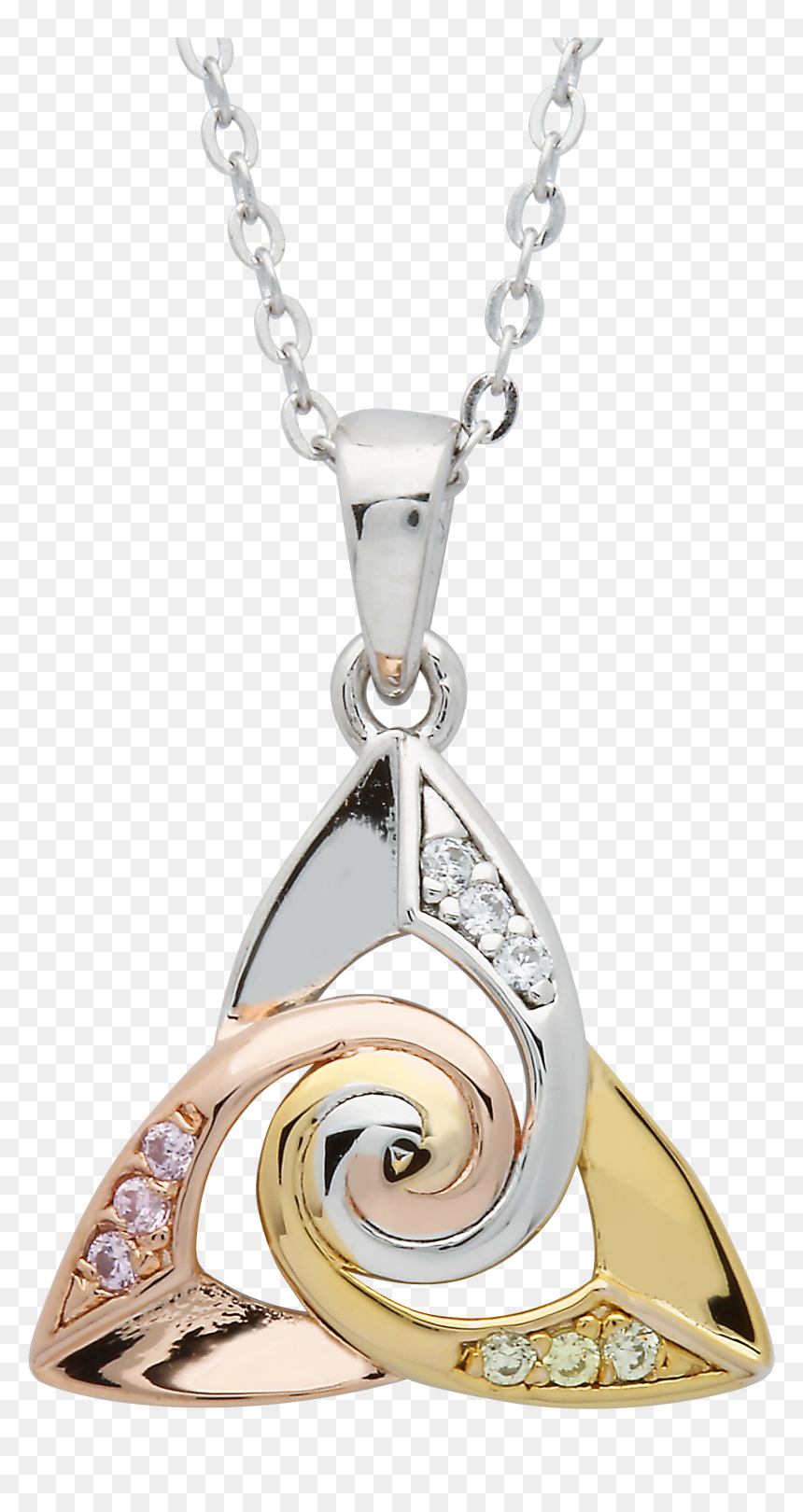 Silver Cz Trinity Spiral Centre Tri Colour Pendant - Locket, HD Png Download - tri colour png
