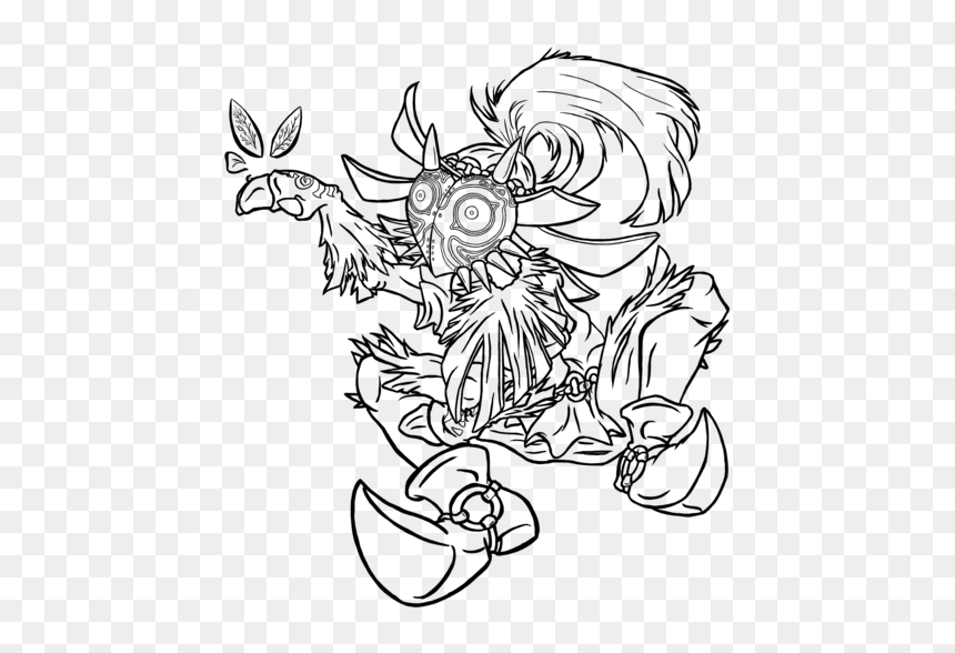 Skull Kid Lineart - Sketch, HD Png Download - skull kid png