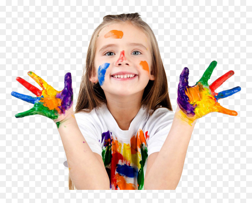Children Handicrafts & Art Class Penang - Kids With Color Hand, HD Png Download - girl hand png