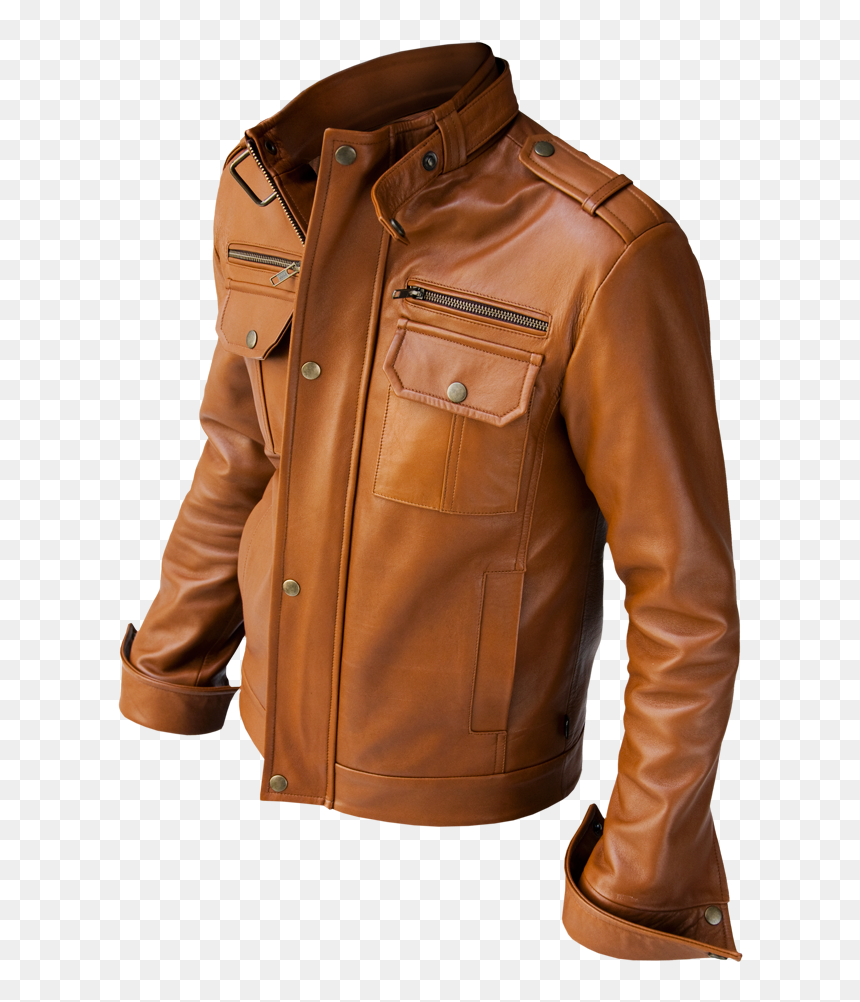 Leather Jacket Png - Brown Color Leather Jacket, Transparent Png - men coat png