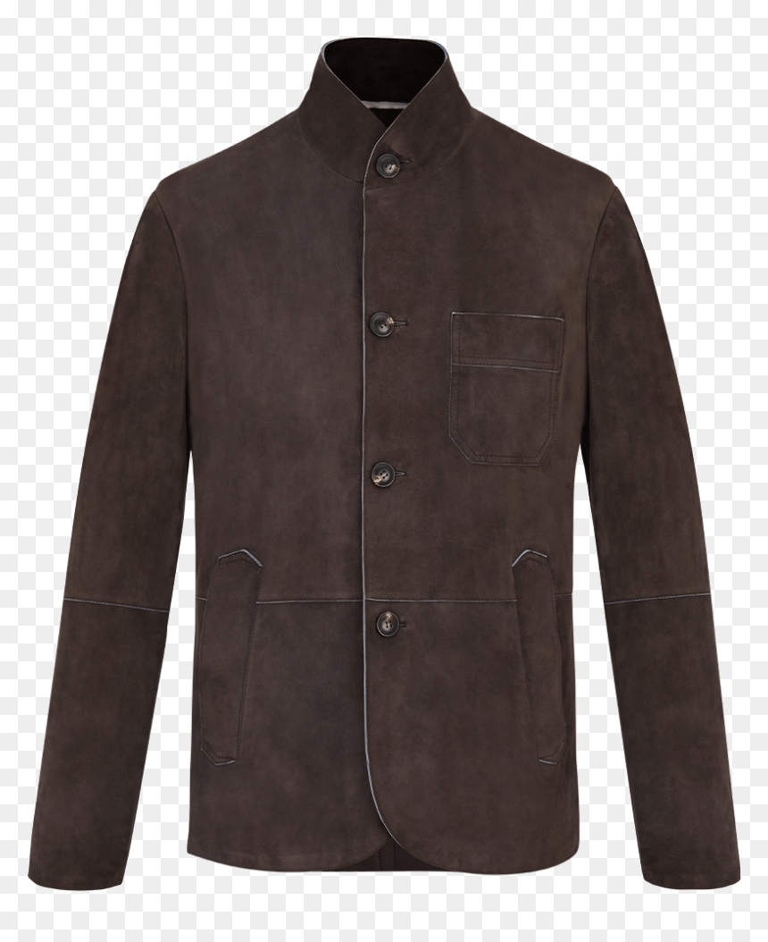 Suede Leather Jacket With Contrasting Piping - Fleece Jacket, HD Png Download - men coat png