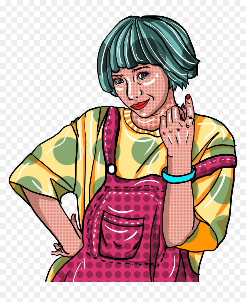 Pop Wind Hand Drawn Girl Png And Psd - Illustration, Transparent Png - girl hand png