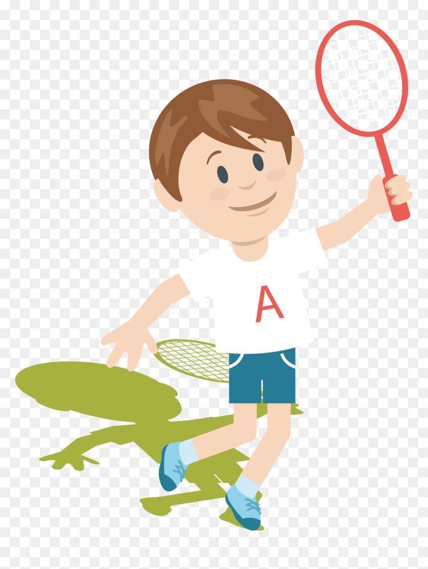 Badminton Clip Art - Boy Playing Badminton Clipart, HD Png Download - badminton clipart png