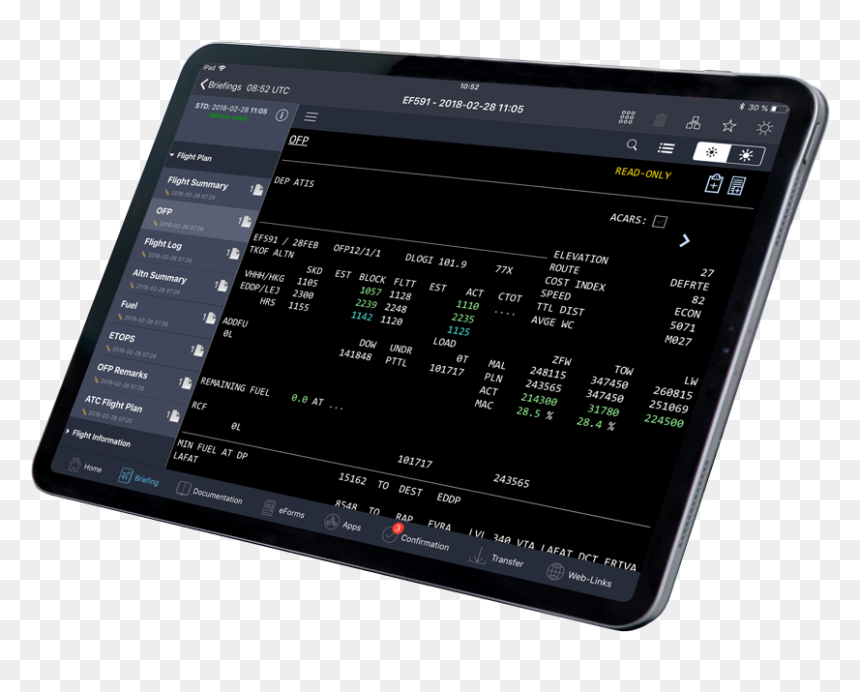 Efb Flight Briefing On An Apple Ipad, HD Png Download - apple tab png