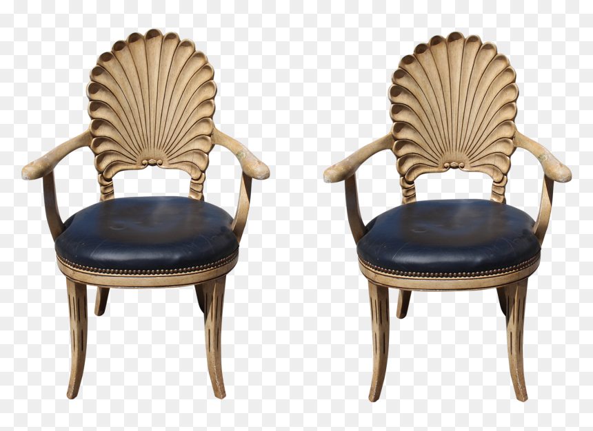 Vintage Scalloped Armchairs Front View - Chair, HD Png Download - chair front view png