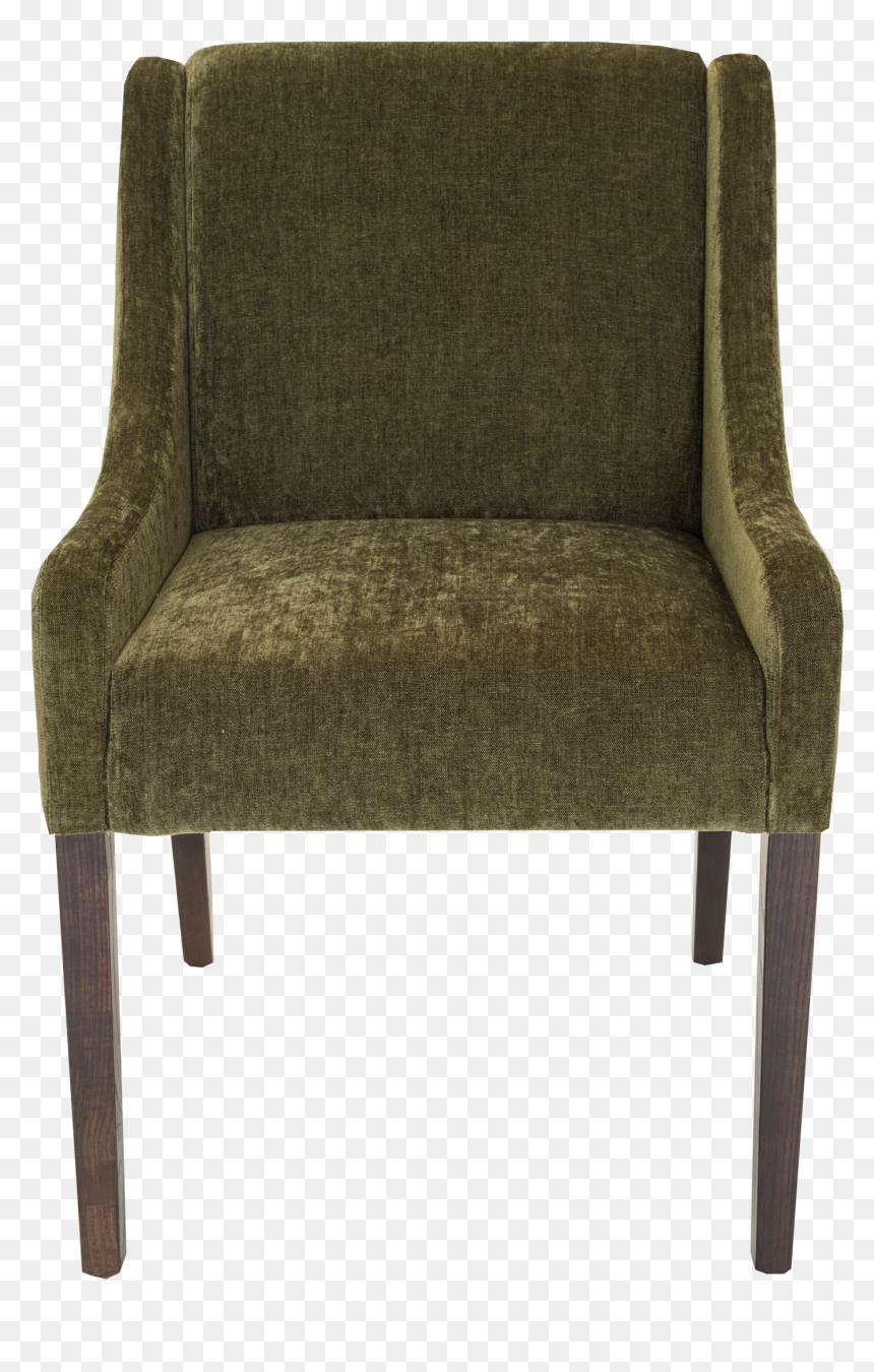 Front View Of Organic Green Luxurious Upholstered Chair - Chair, HD Png Download - chair front view png