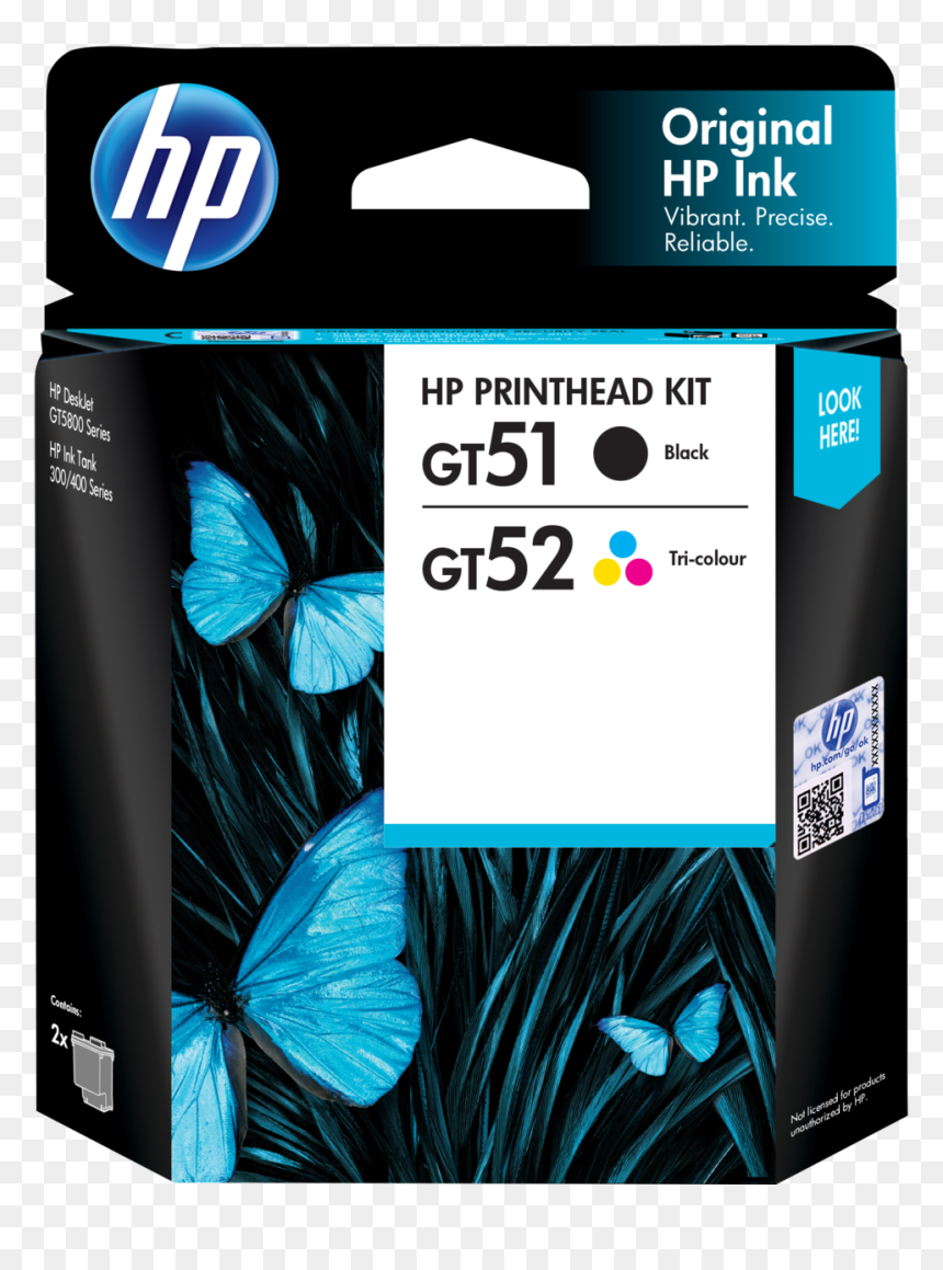 Hp Gt51 Gt52 2 Pack Black Tri Color Printhead Replacement, HD Png Download - tri colour png