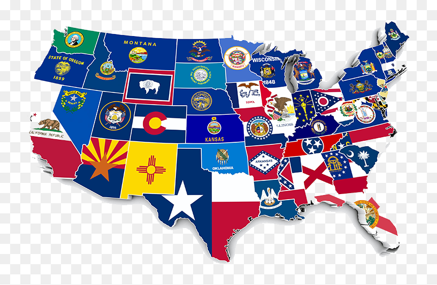 50 States Flag Map, HD Png Download - gadsden flag png