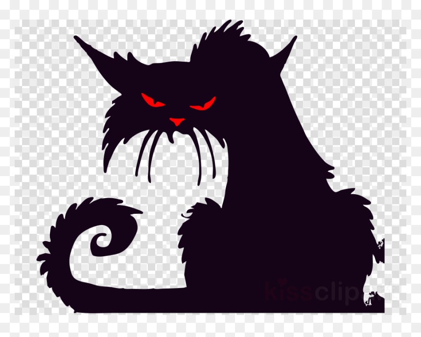 Black Cat Cartoon Halloween, HD Png Download - kitten clipart png