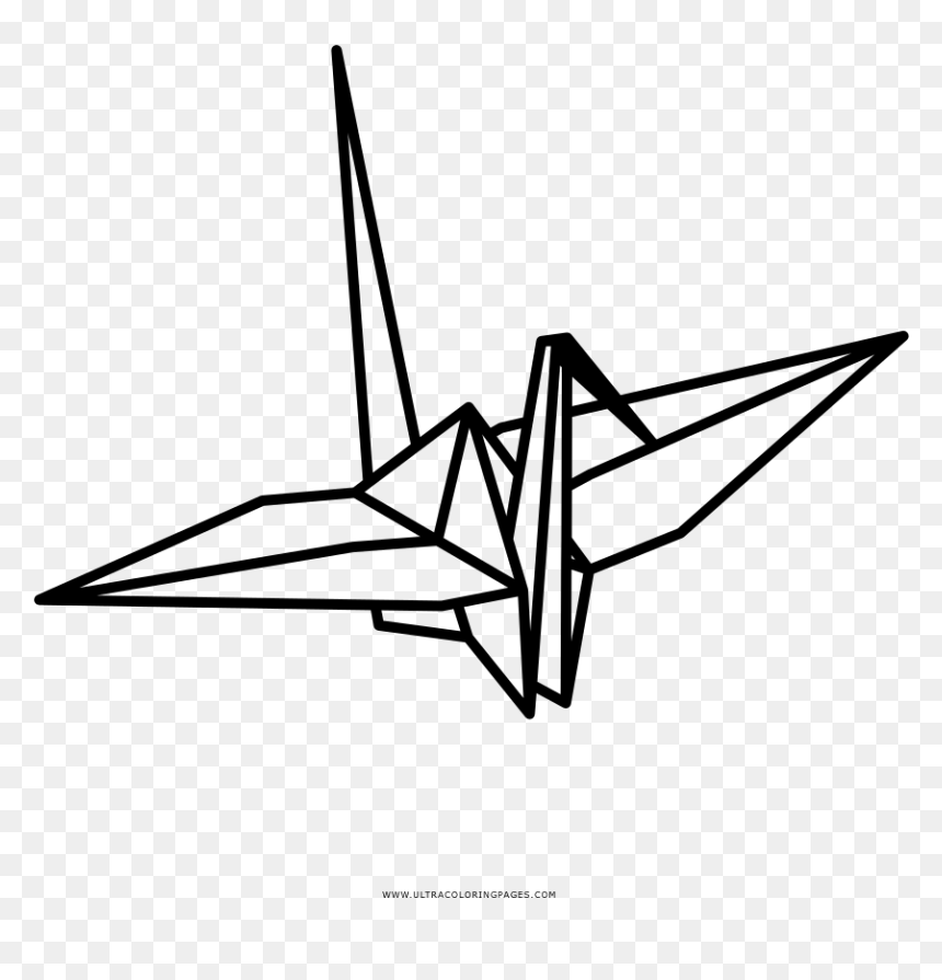 Origami Crane Coloring Page, HD Png Download - origami crane png