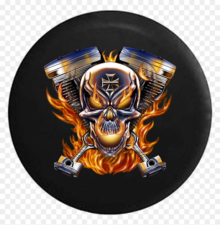 Skull Pistons, HD Png Download - flaming skull png