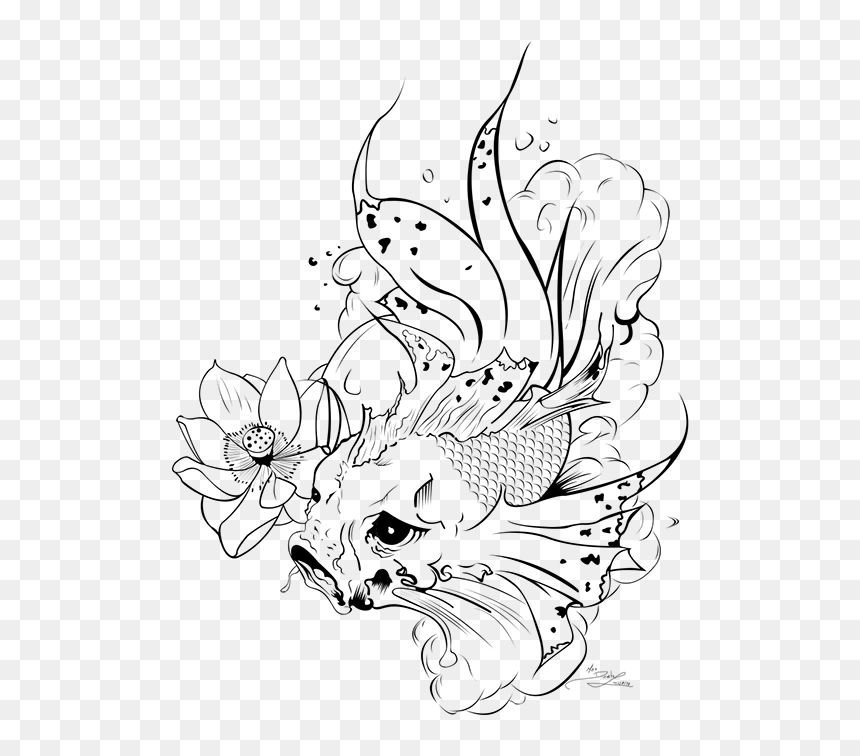 Coffee Tree Line Art, HD Png Download - fish drawing png