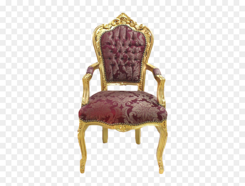 Dining Armchair Gold Frame, Dark Red Royal Flowers - Scaun Baroc, HD Png Download - royal chairs png
