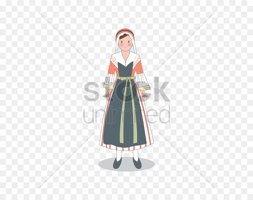 Free Woman Wearing France Dress Vector Image - France Traditional Clothes, HD Png Download - school dress png