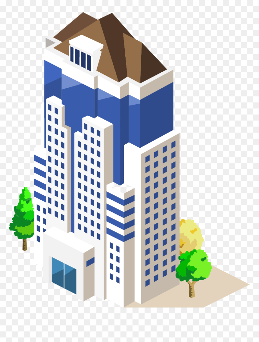 Skyscraper Isometric Vector, HD Png Download - office building silhouette png