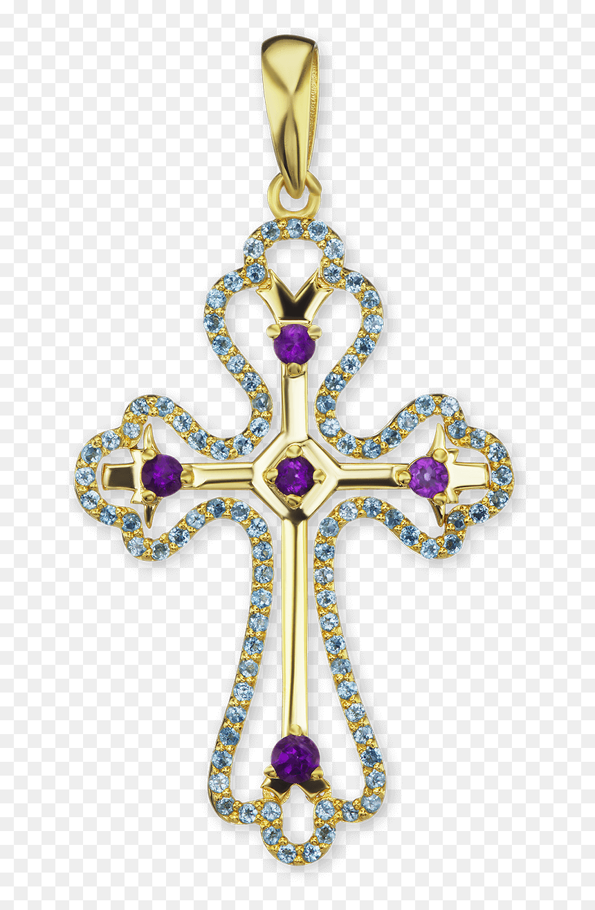 14k Yellow Gold Openwork Fancy Cross Pendant With Diamonds - Locket, HD Png Download - fancy ornaments png