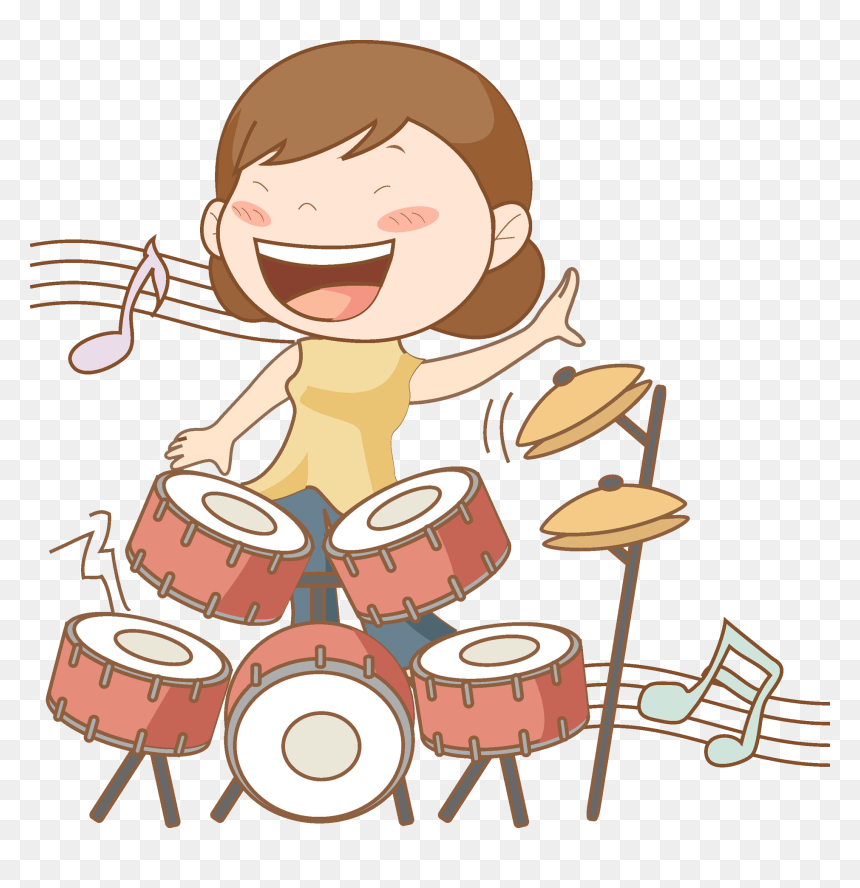 Drums Singer Clip Art - ผู้หญิง ตี กลอง การ์ตูน, HD Png Download - singer clipart png