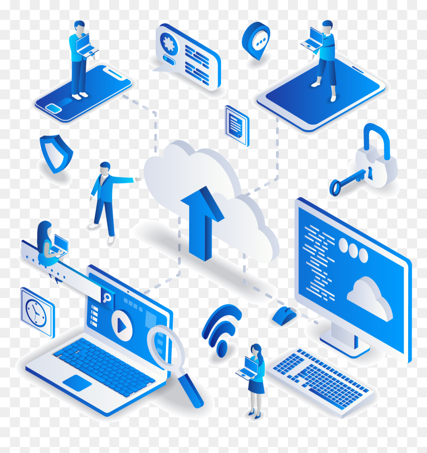 Landing Page Isometric Template, HD Png Download - cloud technology png