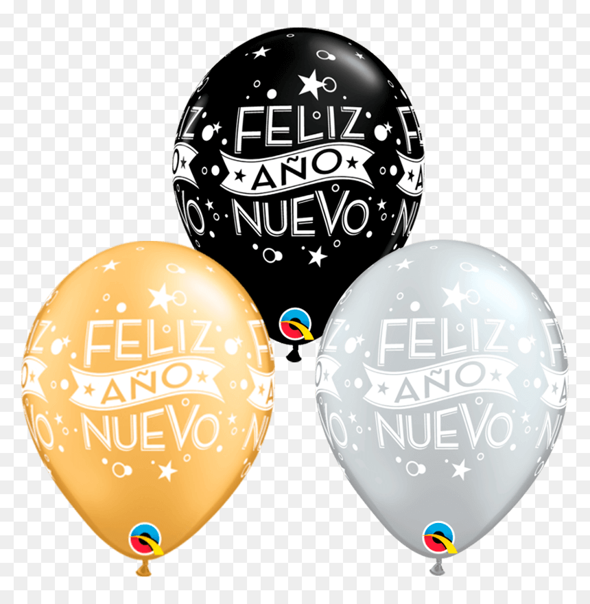 Globo Látex Feliz Año Nuevo Surtido Confetti - Balloon, HD Png Download - confeti globos png