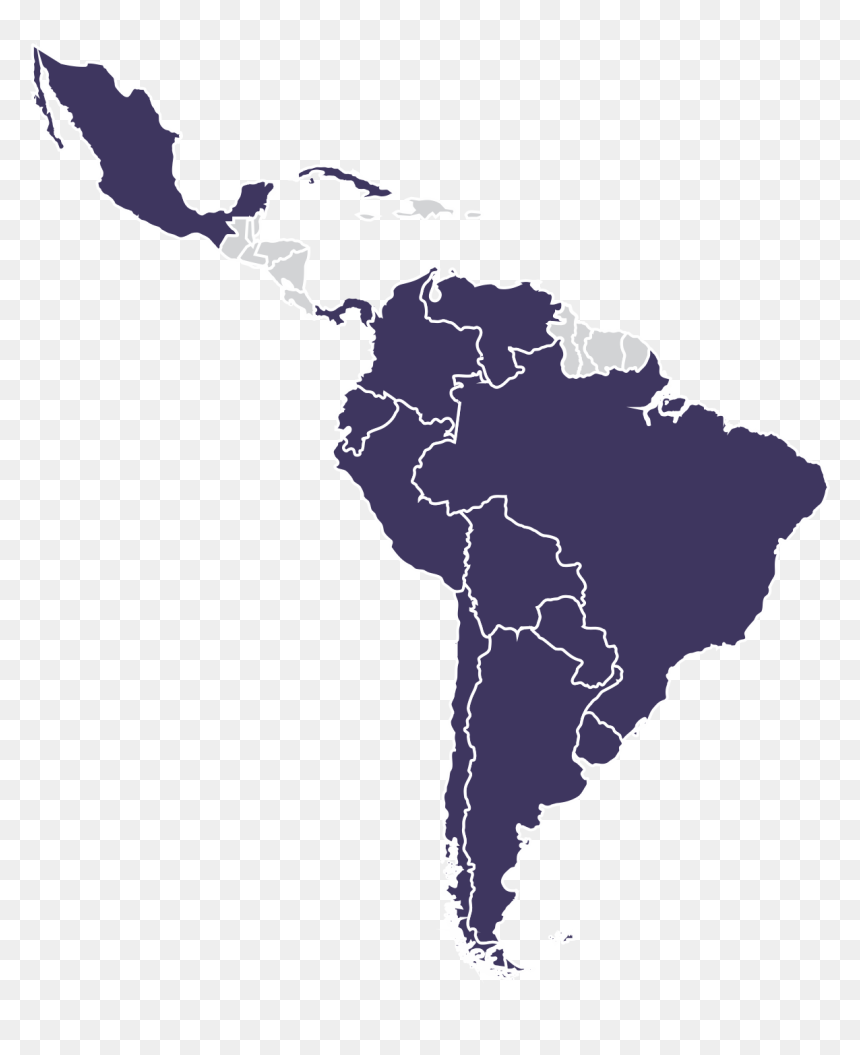 Mapa Aladi - Latin America Map Grey, HD Png Download - mapa png