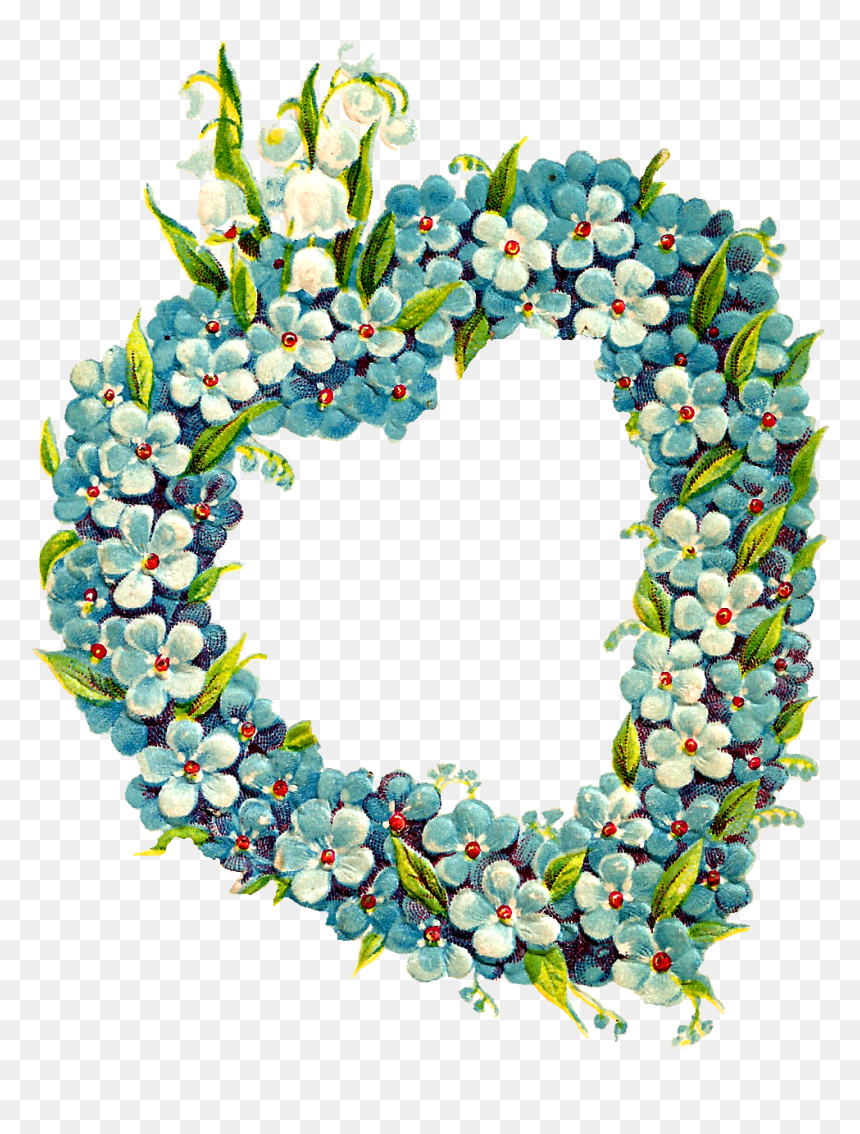 Flowers Heart Frame Digital Border Image - Alte Karten Valentinstag, HD Png Download - wreath .png