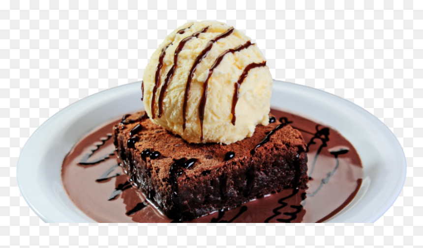 Brownie Com Cobertura Quente De Danette ® - Brownie Com Sorvete Napolitano, HD Png Download - chocolate derretido png