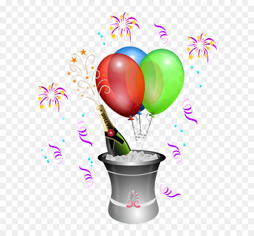Champagne Celebration Clipart, HD Png Download - confeti globos png
