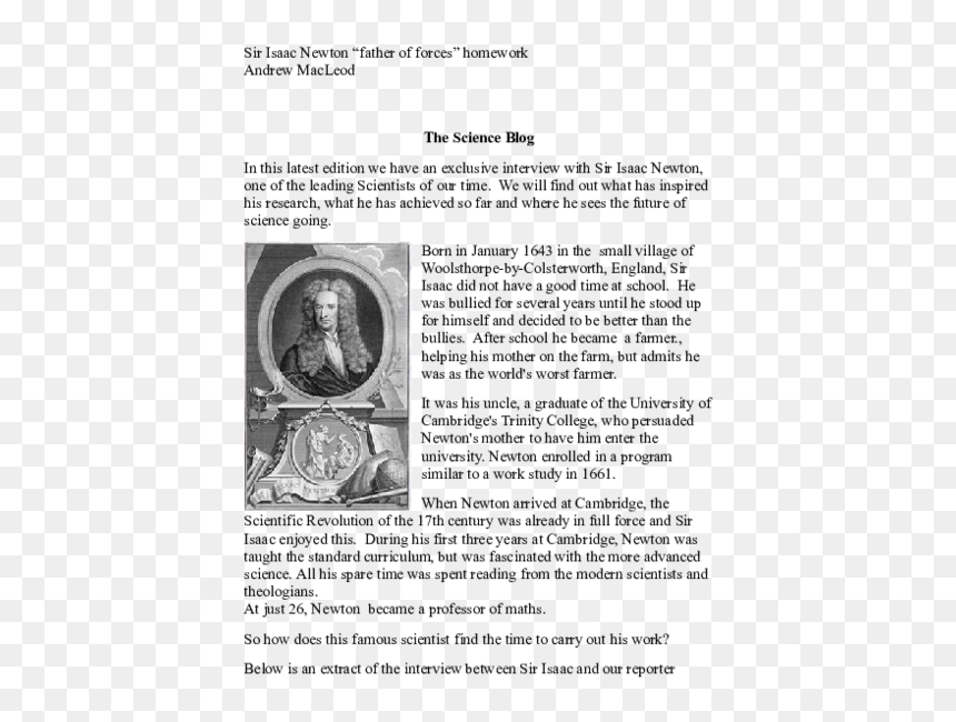 Document, HD Png Download - isaac newton png