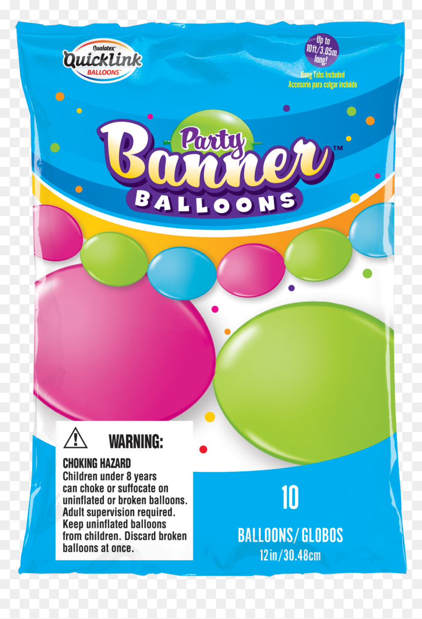 Party Banner Bright Balloons - Party Banner Balloons Qualatex, HD Png Download - confeti globos png