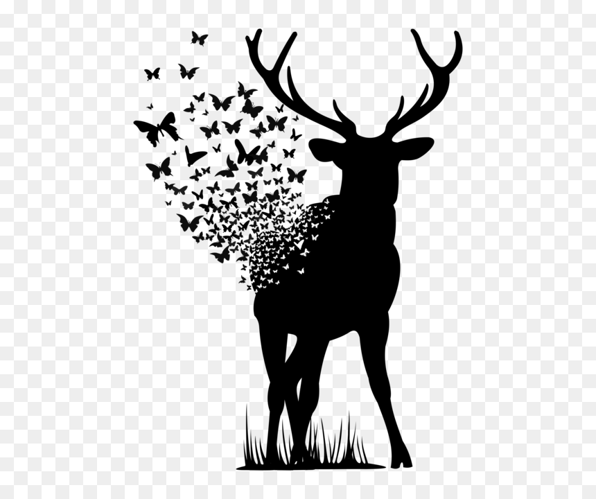Deer And Butterfly, HD Png Download - borboletas png