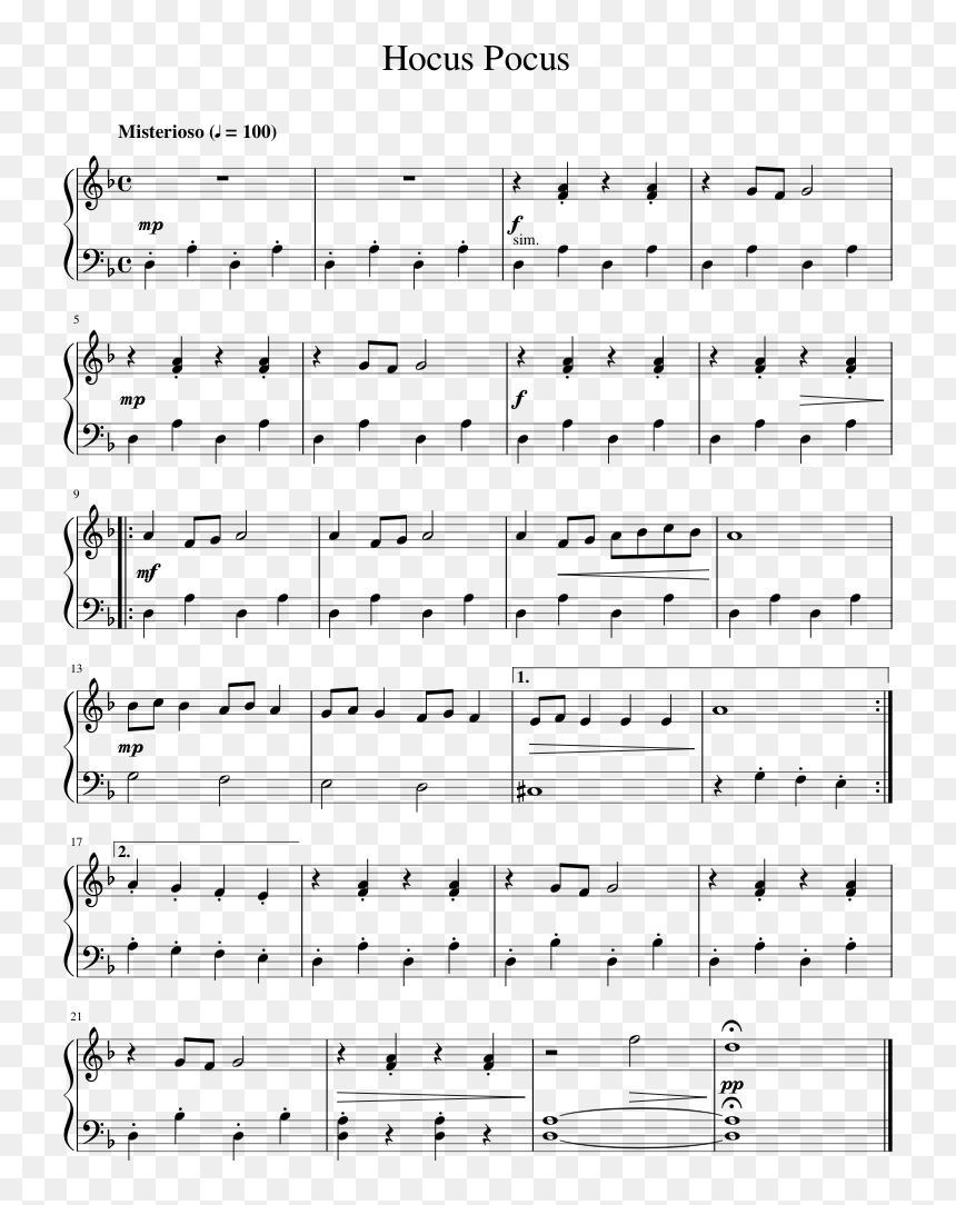 Dennis Brown Sheet Music, HD Png Download - hocus pocus png