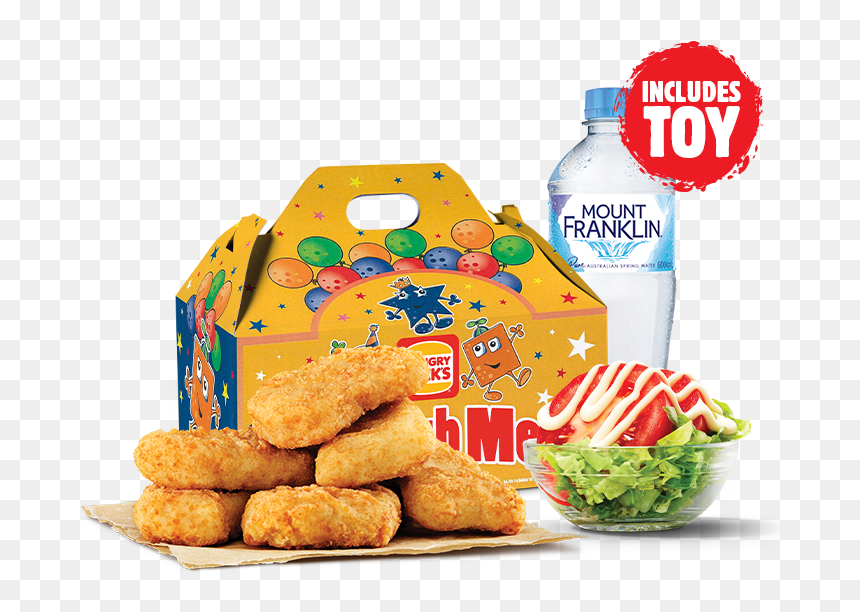 6 Nuggets Kids Pack - Hungry Jacks Kids Meal, HD Png Download - nugget png