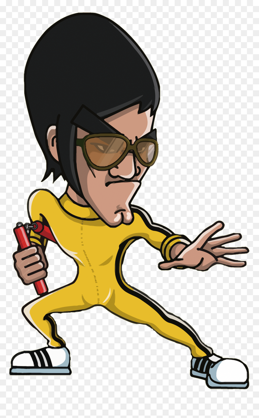 T Shirt Costume Kung Fu Cartoon Cosplay - Bruce Lee Kung Fu Cartoon, HD Png Download - kung fu png