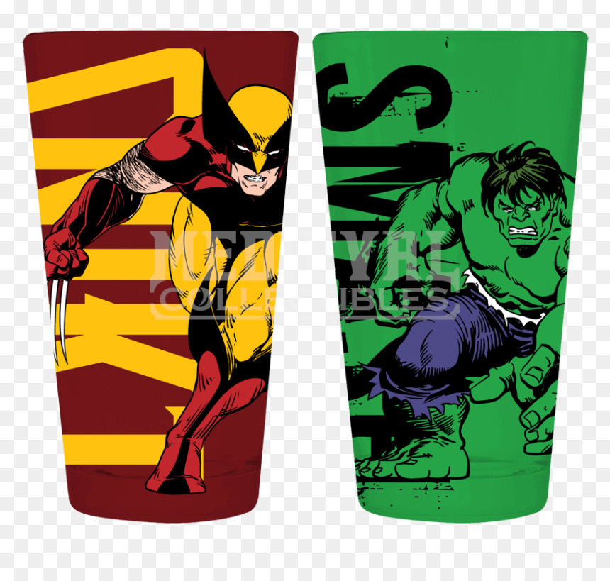 Marvel Wolverine And Hulk Pint Set - Hulk, HD Png Download - wolverine comic png