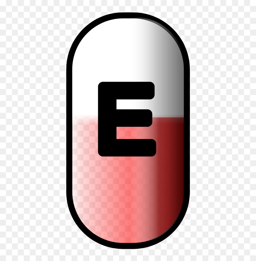 Free Capsule Half Transparent Free White Red E Pill - Pill Outline, HD Png Download - pill capsule png