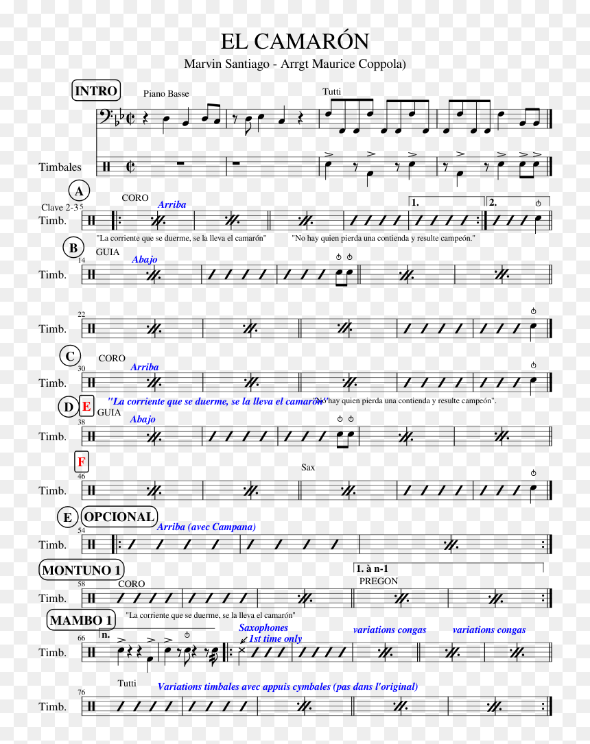El Camarón Sheet Music 1 Of 2 Pages - Pennsylvania Avenue National Historic Site, HD Png Download - timb png