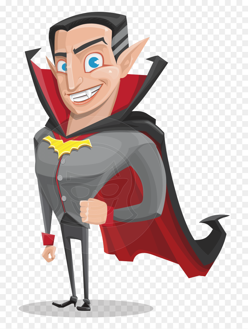 Funny Vampire Man Vector Cartoon Character - Vampire Collar Cartoon, HD Png Download - man vector png