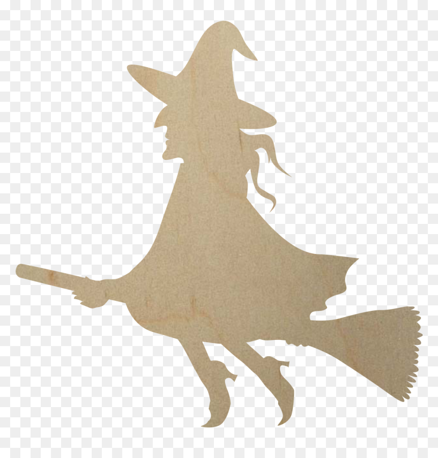 Wooden Witch On Broomstick Cutout - Wall Clock, HD Png Download - broomstick png