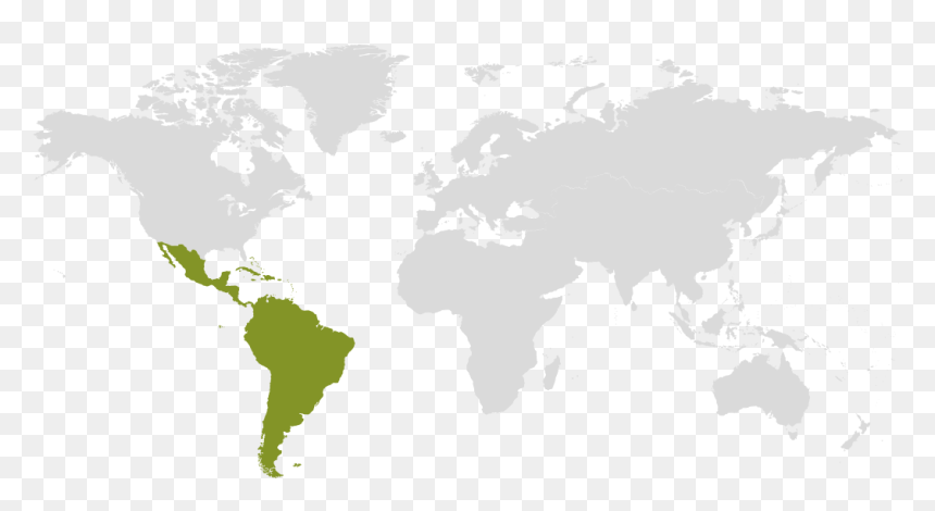 Latin America And Caribbean Map - Latin America And Caribbean World Map, HD Png Download - caribbean png
