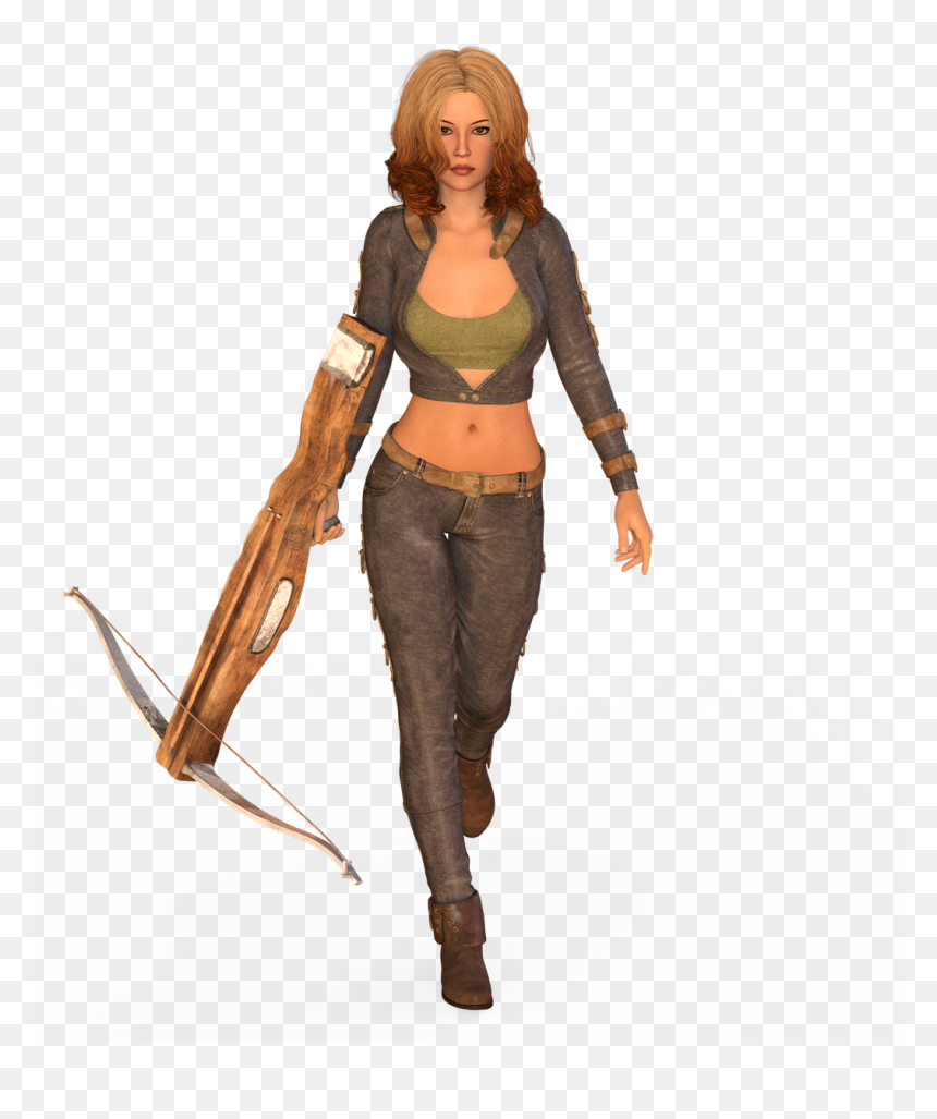 Woman Crossbow Warrior - Girl, HD Png Download - female warrior png