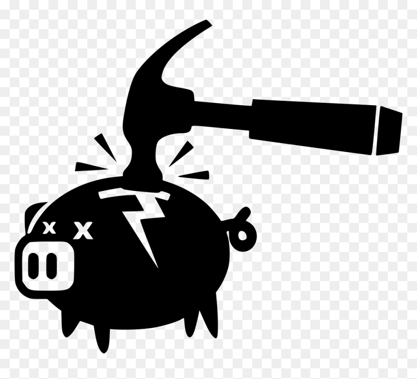 Piggy Bank Broken Hammer - Breaking Piggy Bank Icon, HD Png Download - piggy bank icon png
