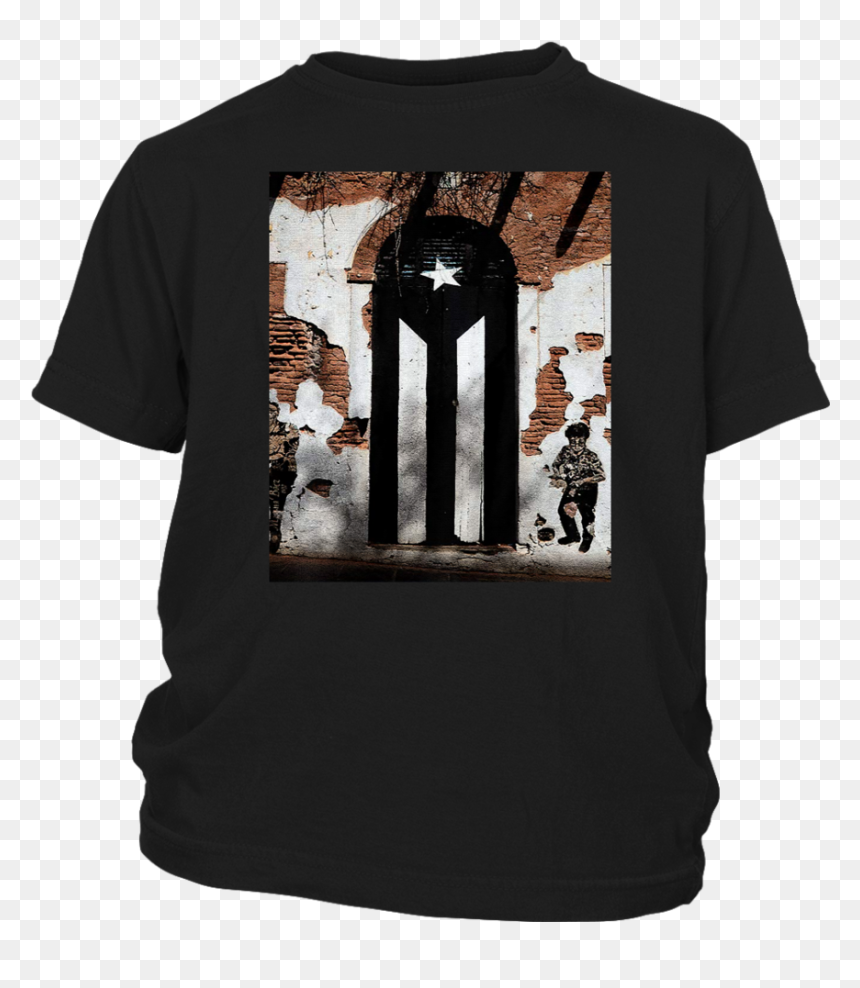 Puerto Rico B&w Flag Pr Bandera Negra T-shirt - Puerta De La Bandera, HD Png Download - bandera puerto rico png