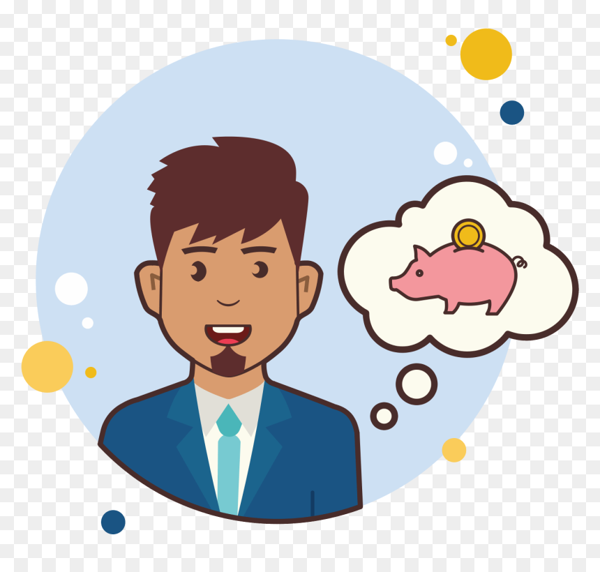 Człowiek Z Piggy Bank Icon - People Thinking Icon Png, Transparent Png - piggy bank icon png