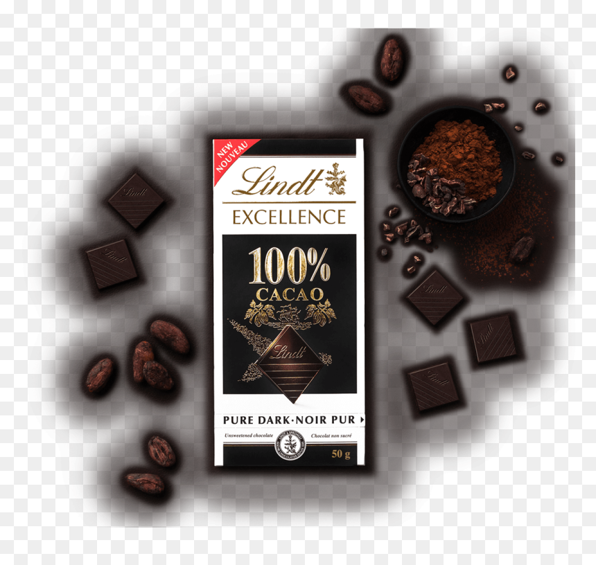 Lindt Excellence 100% Cacao - Lindt Excellence, HD Png Download - cocoa png
