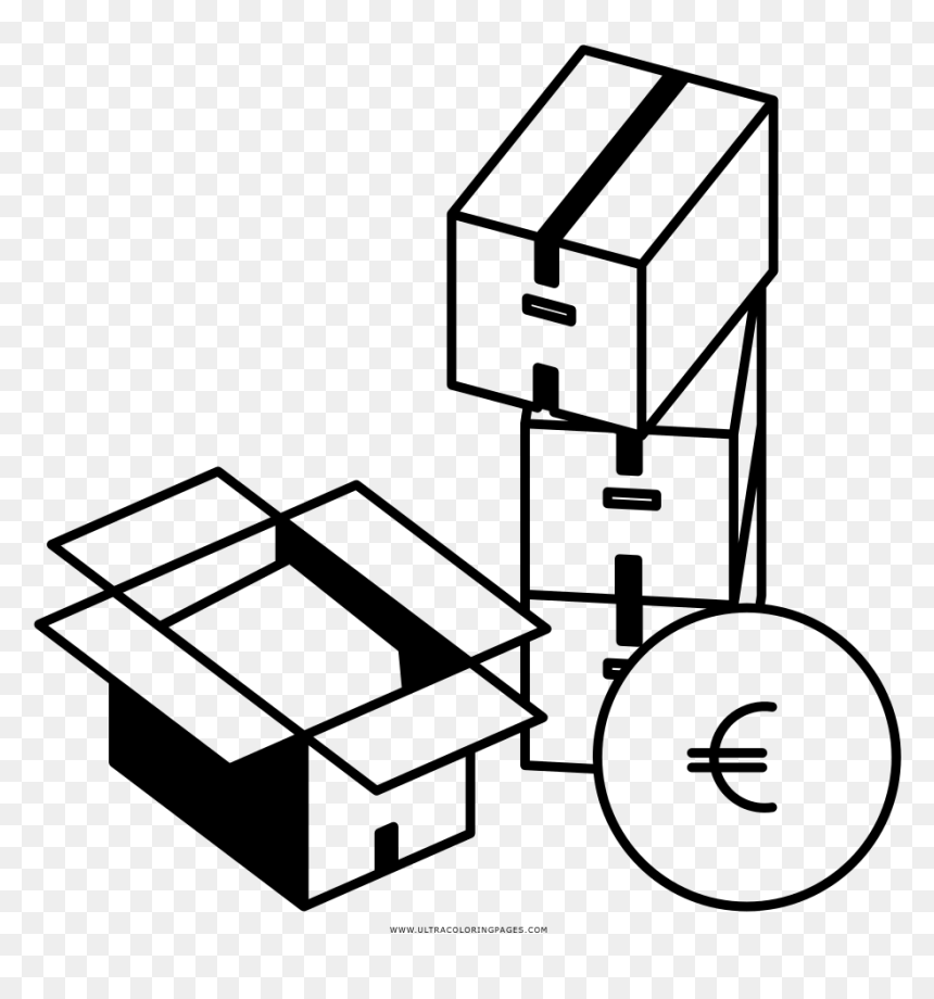 Moving Boxes Coloring Page - Coloring Book, HD Png Download - book page png